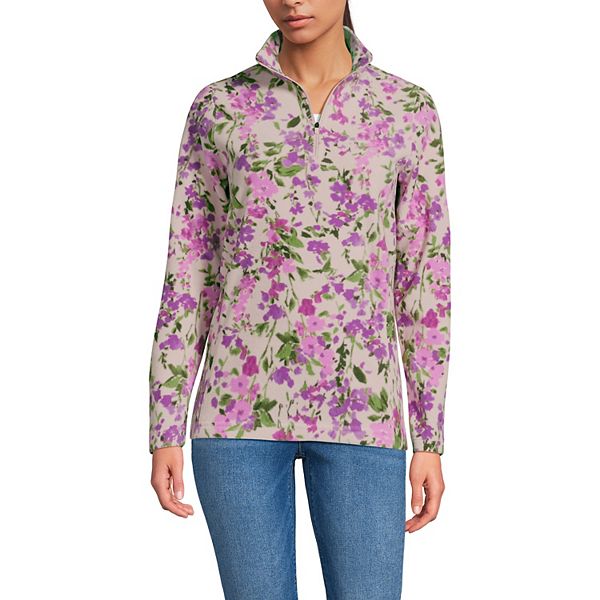 

Petite anyweather fleece толстовка с четвертью молнией Lands' End, Mineral Blush Floral