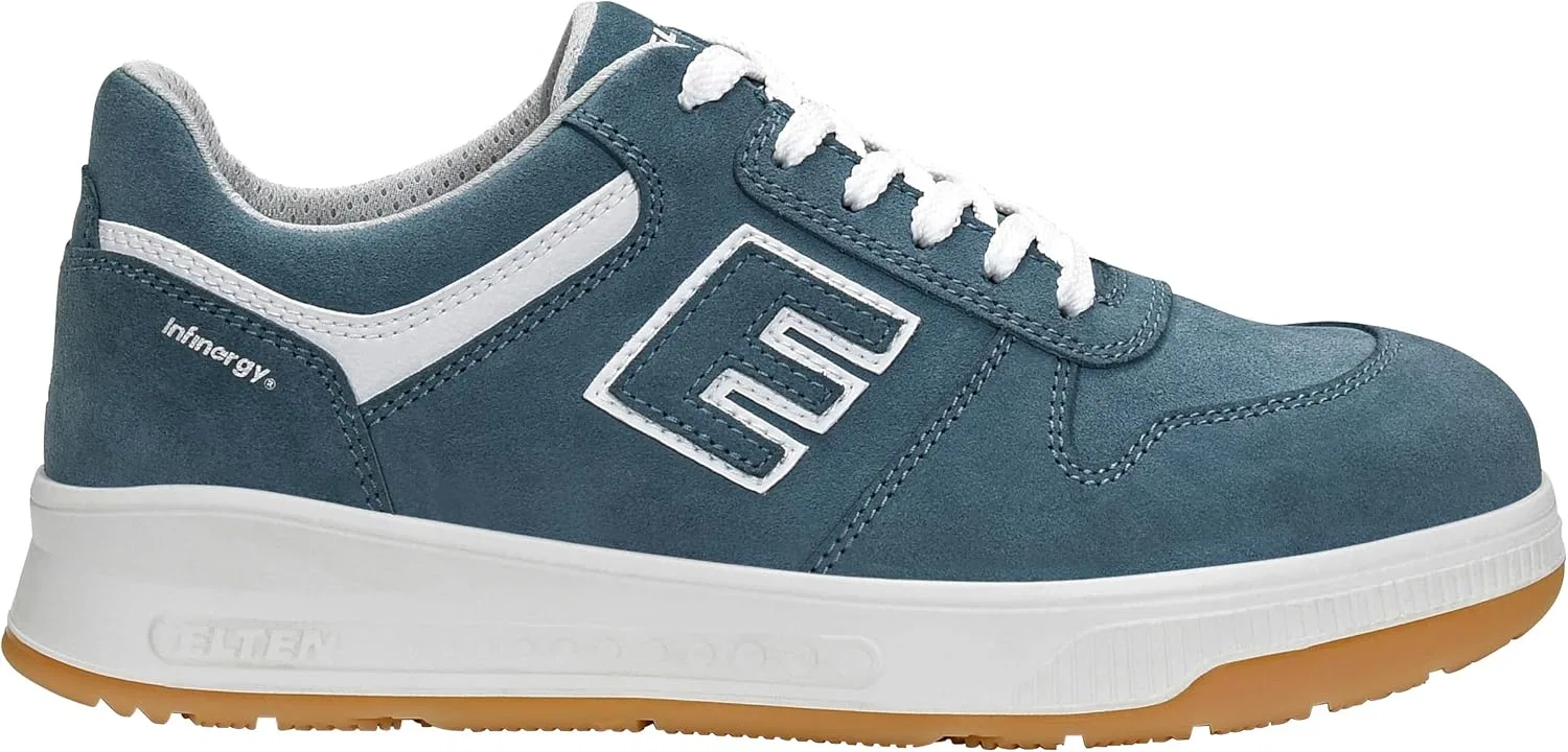Защитные ботинки ELTEN JAMAIN XXST Jeans Low ESD S2 для мужчин и женщин, кожаные, со стальным носком, легкие, спортивные, сине-белые — фото 2