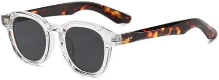 

Овальные солнцезащитные очки для женщин в стиле ретро с заклепками, прозрачные с градиентом, защита от УФ-излучения UV400, модные солнцезащитные очки для мужчин MTZJH, Clear Leopard Grey