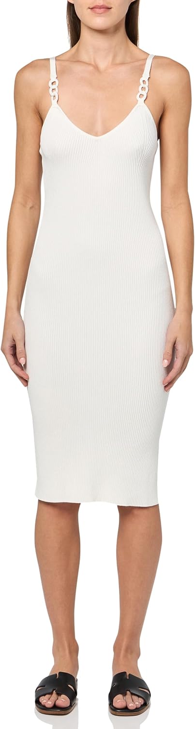 

GUESS Женское платье Gina Rib без рукавов с кольцами Eco, Dove White