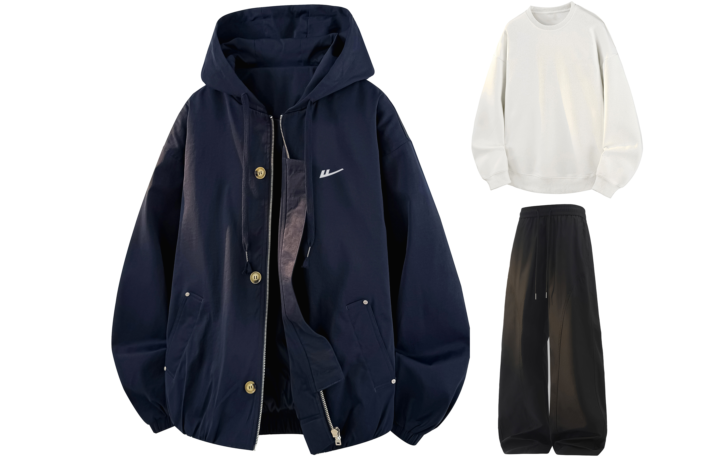 

Повседневный костюм с капюшоном для женщин Moderate WARRIOR, темно-синий+белый+черный[free diy badge]