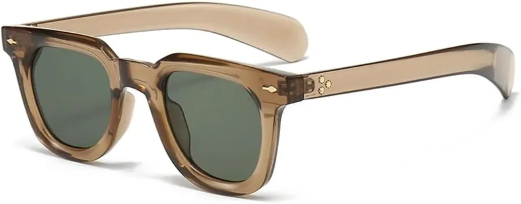 

Солнцезащитные очки для мужчин и женщин - защита UV400 - Rivets Punk, большая оправа, для занятий спортом на открытом воздухе и вождения DSVIGF, Tea Green