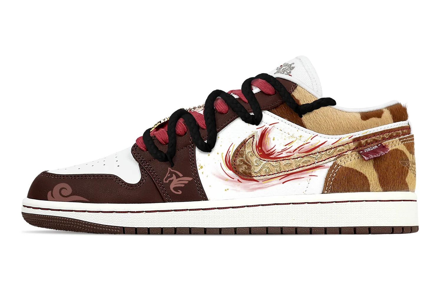 Jordan Кроссовки Air 1 Galloping Horse, Heart Box Low top Vintage мужские, коричневые и белые — фото 3