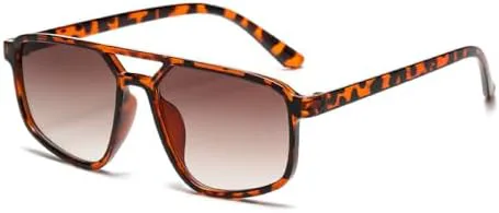 

Винтажные солнцезащитные очки в маленькой квадратной оправе для женщин и мужчин, модные солнцезащитные очки с двойной перемычкой, стильные женские очки MTZJH, Leopard