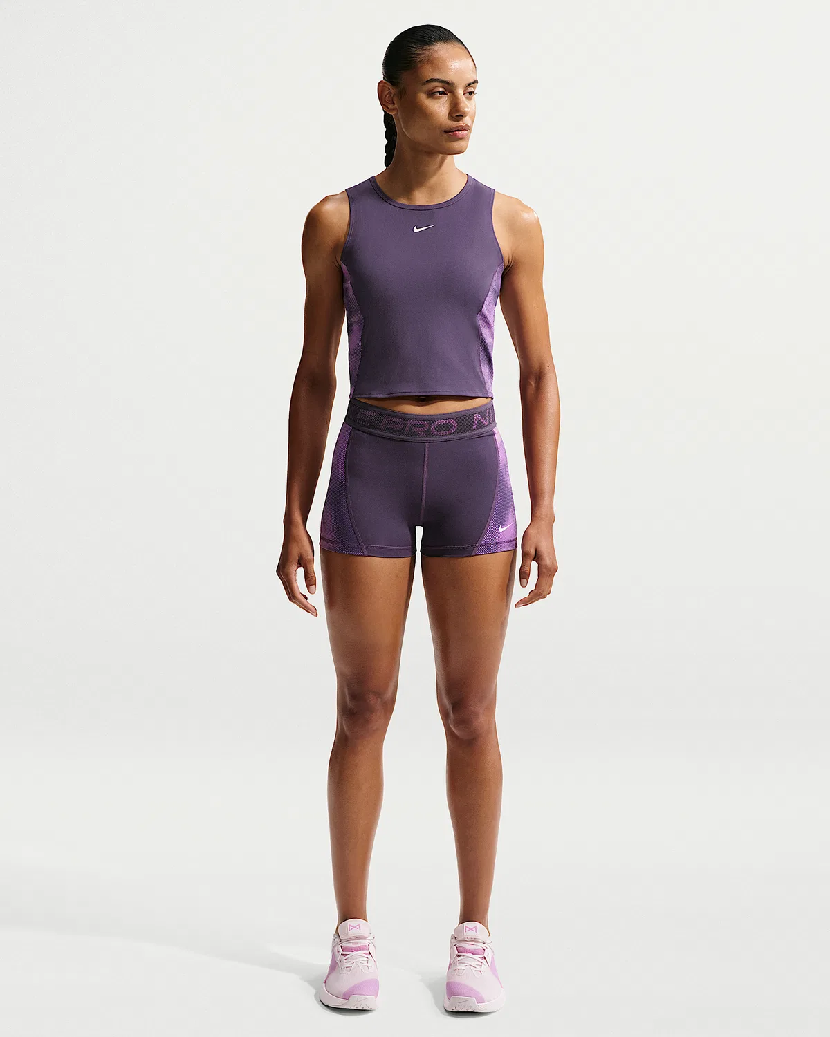 Женский топ-майка Dri-FIT Nike Pro, Dark Raisin/Light Magenta/White — фото 4