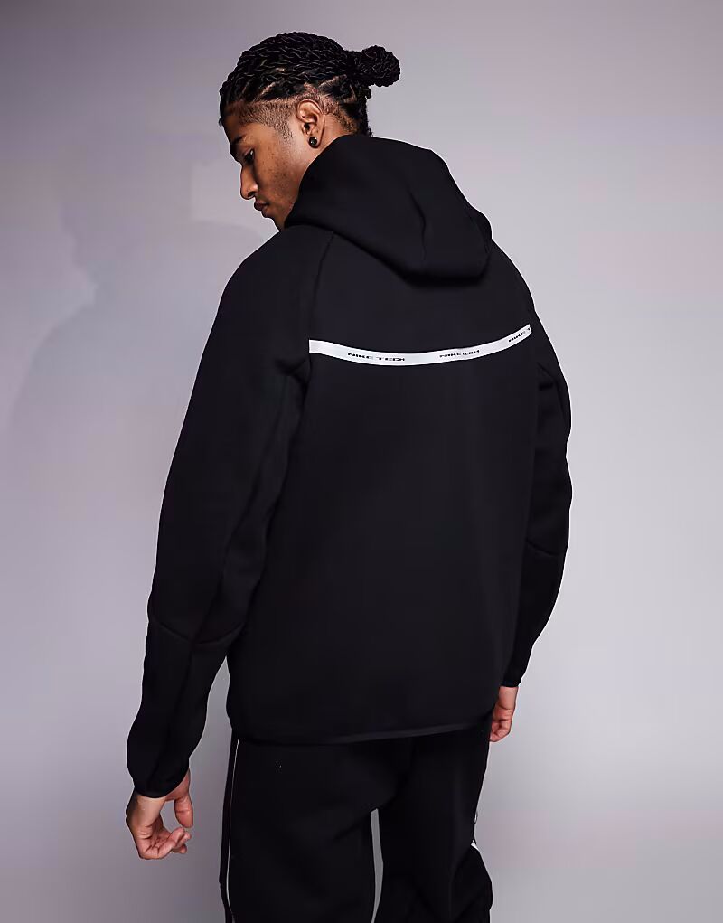 Толстовка с капюшоном Tech Fleece со светоотражающей застежкой-молнией черного цвета Nike — фото 3