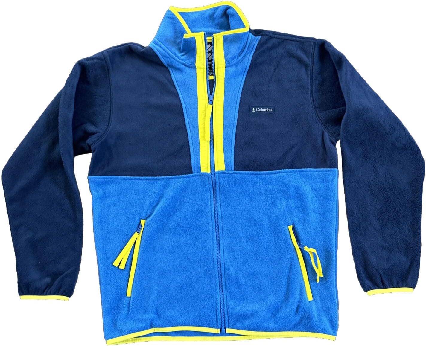 

Columbia мужская флисовая куртка Back Bowl с молнией, Collegiate Navy/Bright Indigo/Laser Lemon