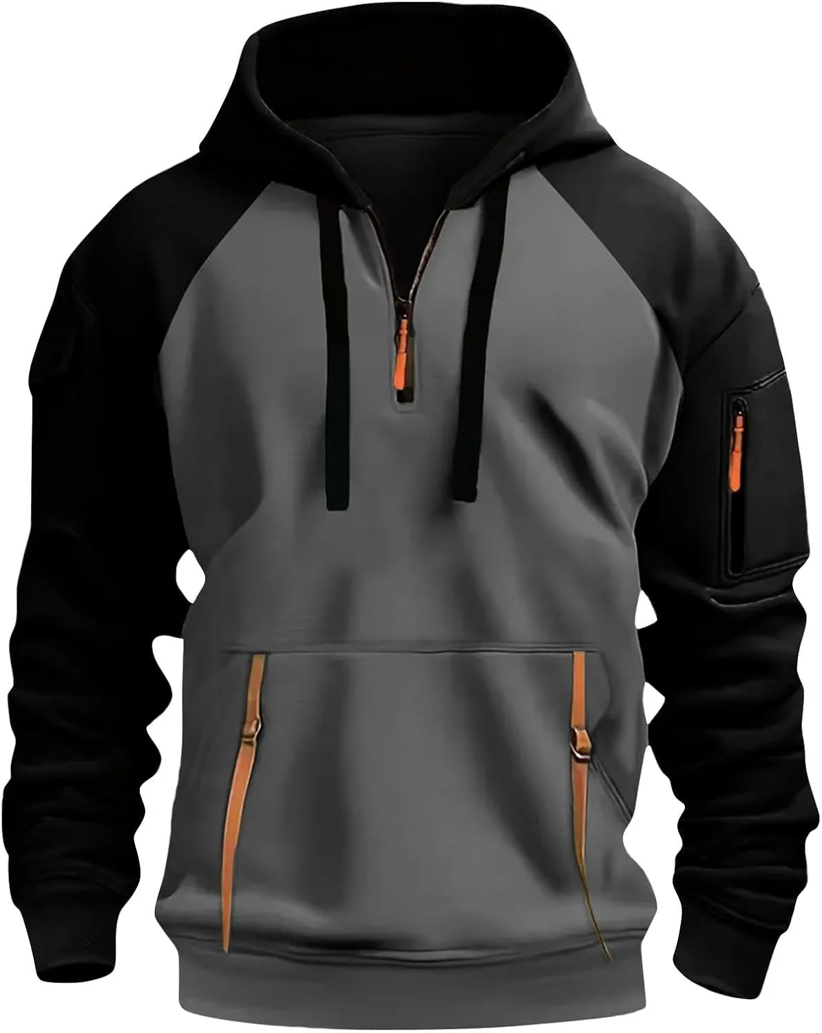 

RTTUIOP мужская толстовка с капюшоном quarter zip, длинный рукав, большие размеры