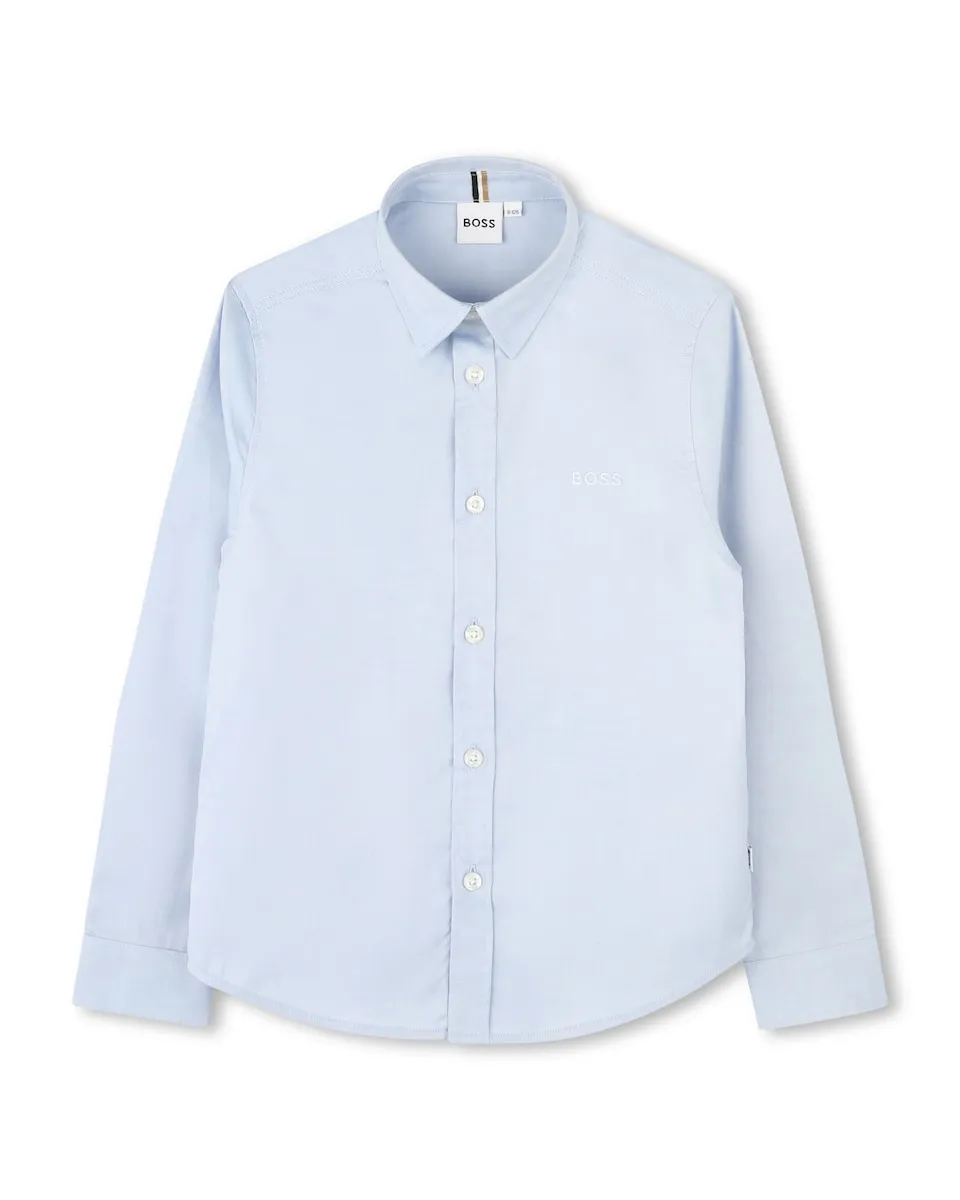 

Детская рубашка из 100% хлопка с длинным рукавом Boss Kidswear, светло-голубой