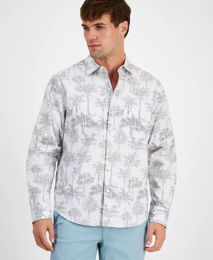 

Длинная рубашка с длинным рукавом Palm Garden из шамбре Tommy Bahama, серый