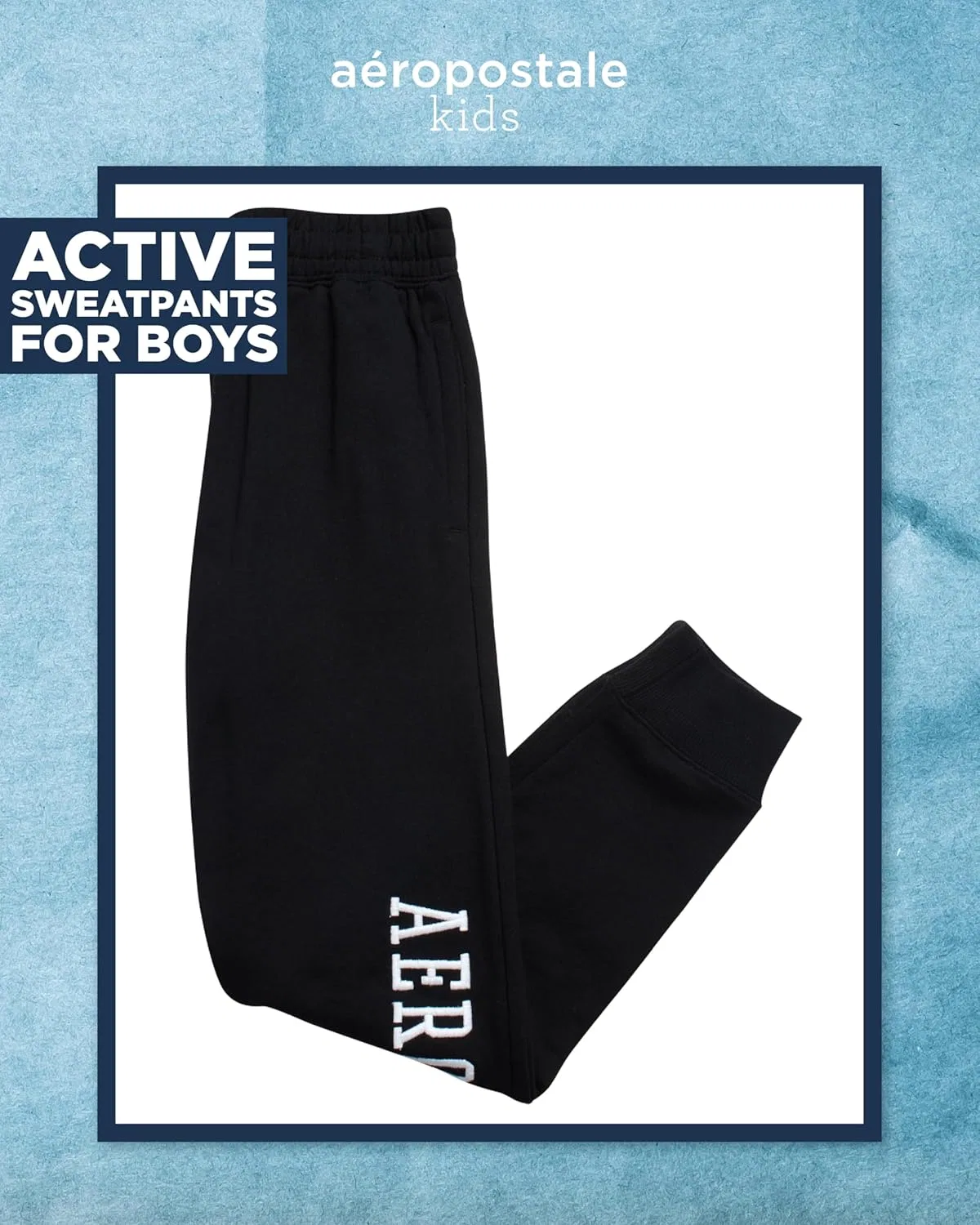 Спортивные штаны AEROPOSTALE Active для мальчиков - очень мягкие флисовые спортивные штаны-джоггеры для мальчиков, детская спортивная одежда с карманами (размеры: 4-16), New Black — фото 2