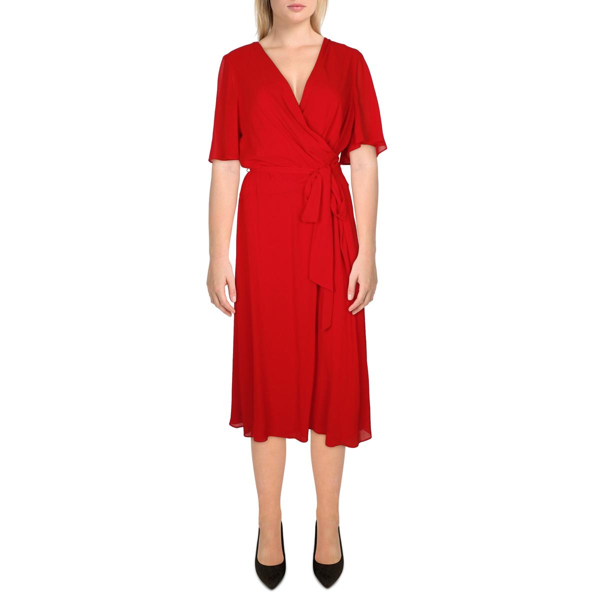 

Плюс Женское Платье-Халат Миди Lauren Ralph Lauren, цвет martin red