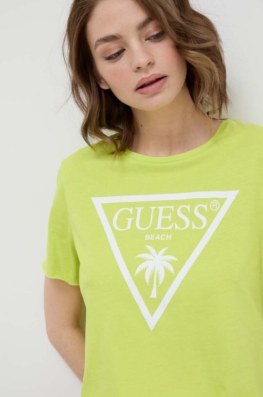 

Хлопковая футболка Guess, зеленый