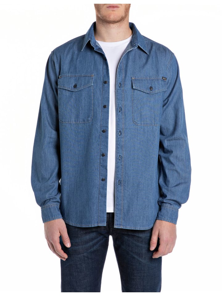 

Рубашка Replay Hemd 6.5 OZ DEEP BLUE DENIM, синий