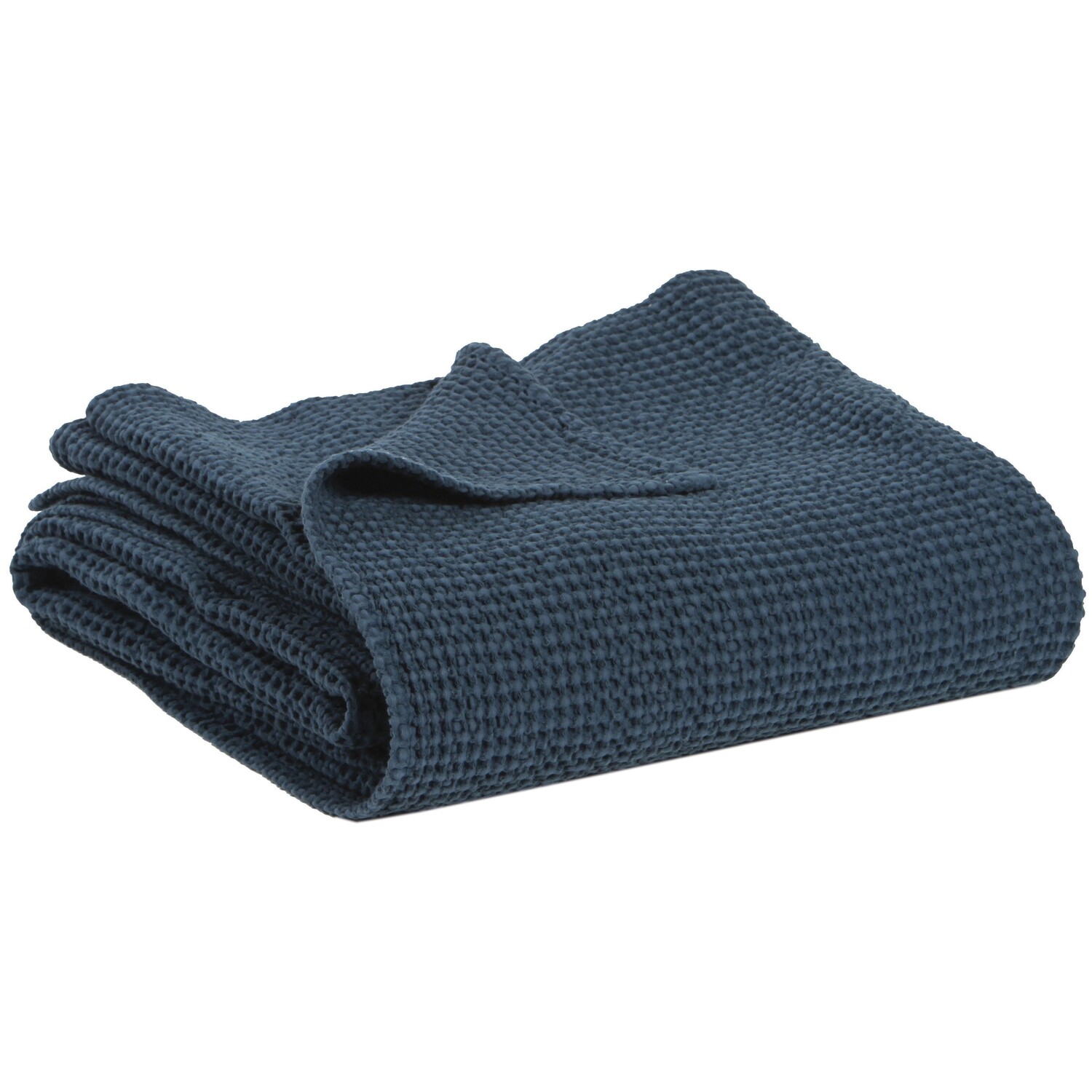 

Плед StoneWashed Honeycomb из однотонного хлопка - Maia Vivaraise, темно-синий