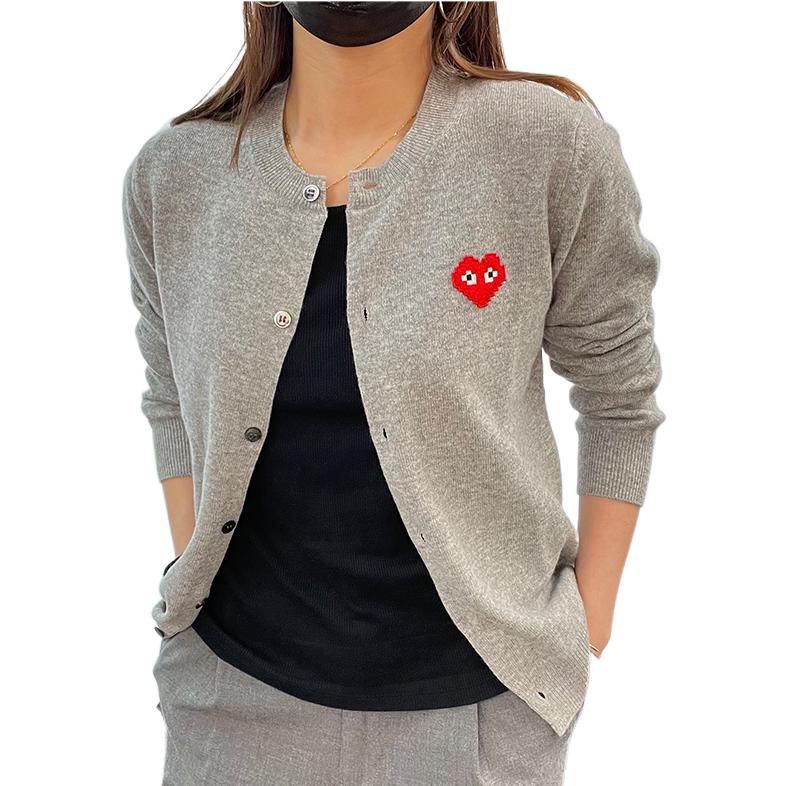 Кардиган (WMNS) COMME des GARCONS PLAY Cardigan Invader Emblem 'Grey' AZ-N083-051-2, серый — фото 4
