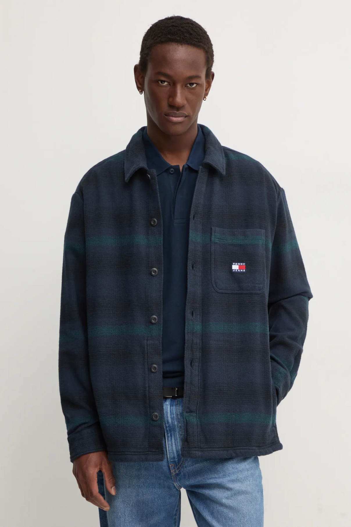 

Хлопковая рубашка Tommy Jeans, темно-синий