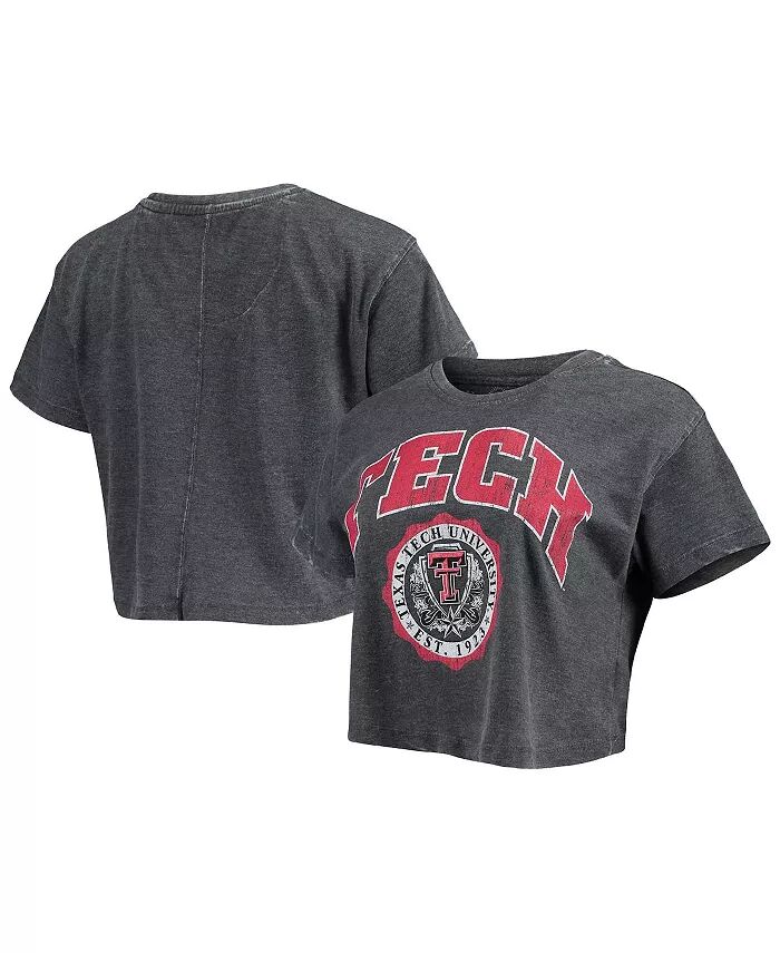 

Женская черная футболка Texas Tech Red Raiders Edith Vintage-Like Burnout Crop Pressbox