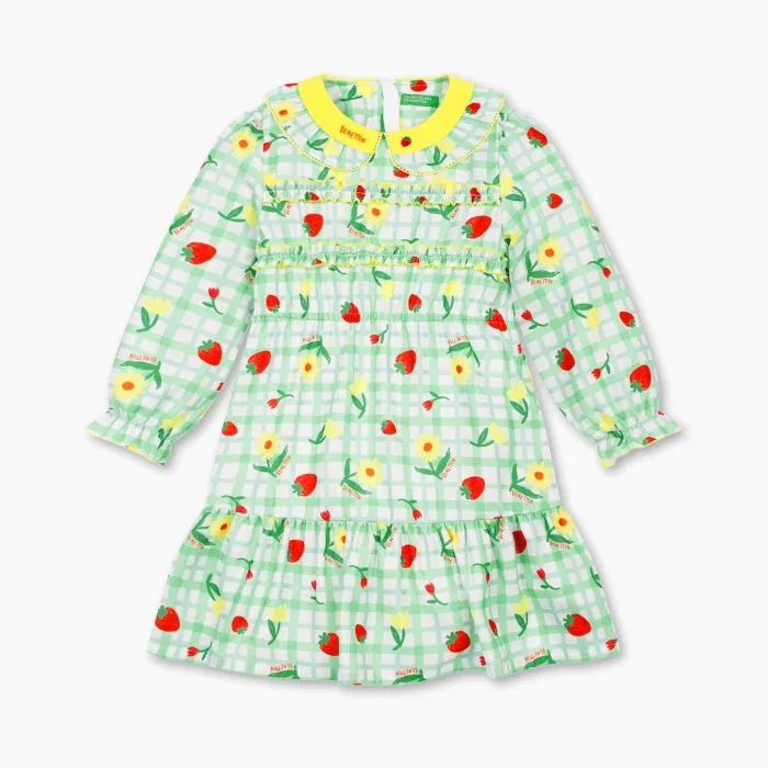 Детское мятное тканое платье для пикника от Benetton Kids