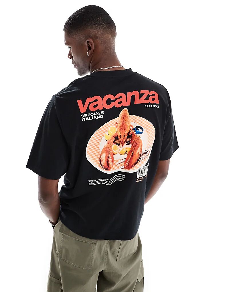 

Укороченная футболка Cotton On с принтом Vacanza черного цвета Cotton On