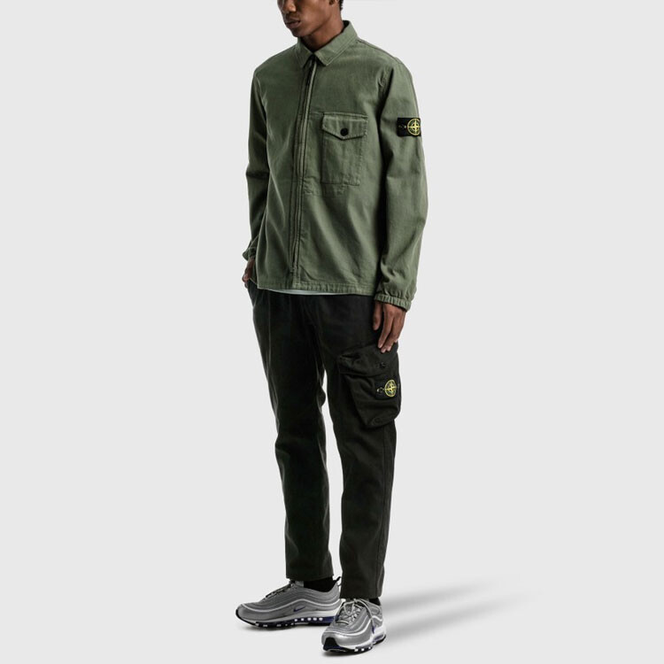 Куртка мужская Stone Island на молнии, зеленый — фото 3