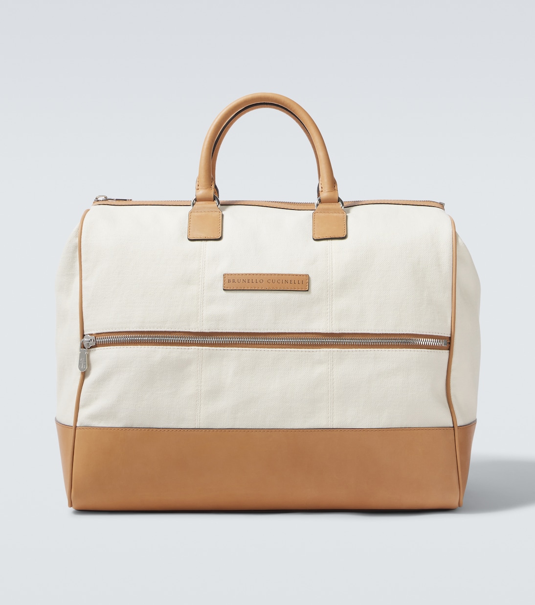 

Бостонская летняя холщовая сумка Duffel Brunello Cucinelli, CJ442 White/Brown