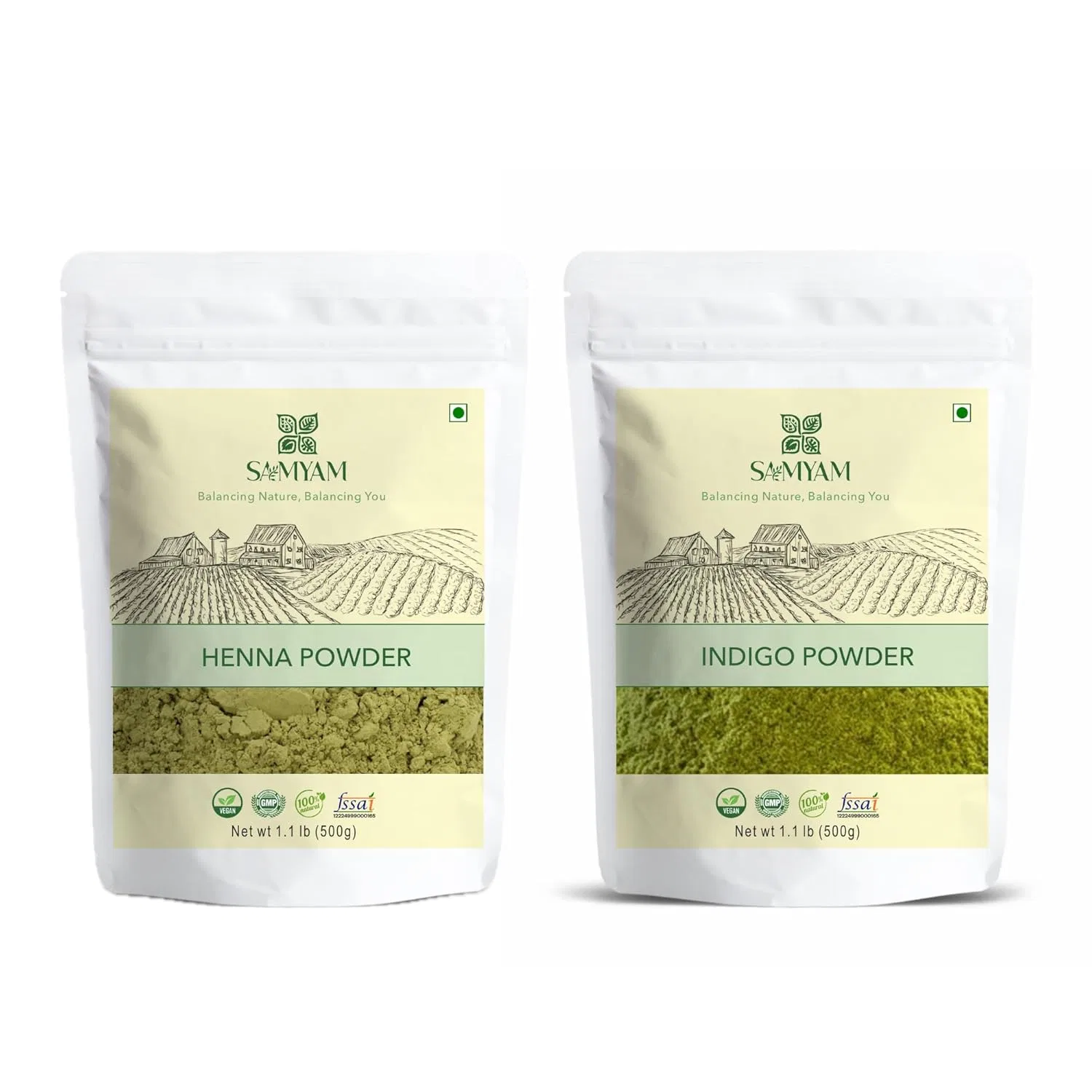 Набор натуральных красок для волос Pure Henna & Indigo Powder от SAMYAM Samyam, Brown (Henna)