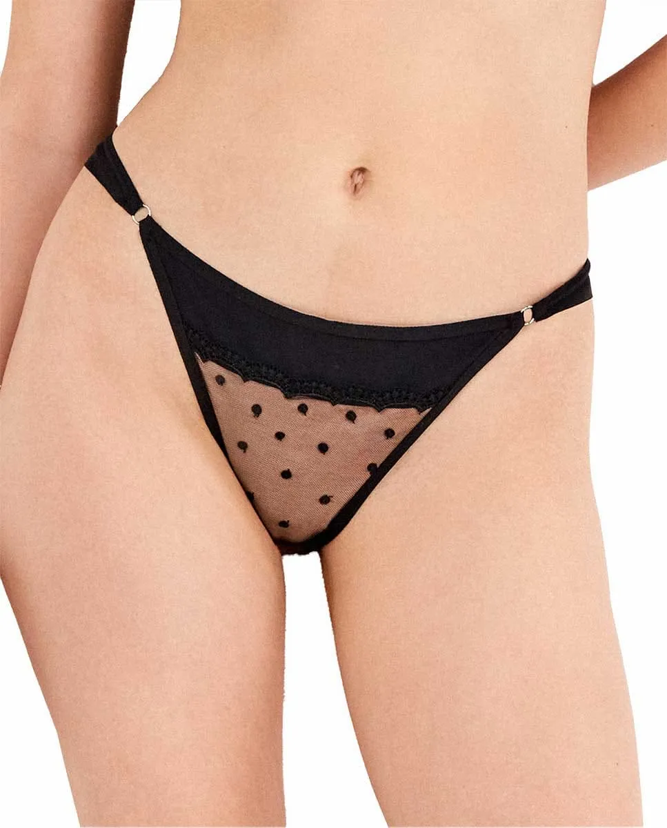 

Бразильские трусики с кружевной вышивкой Gisela, черный