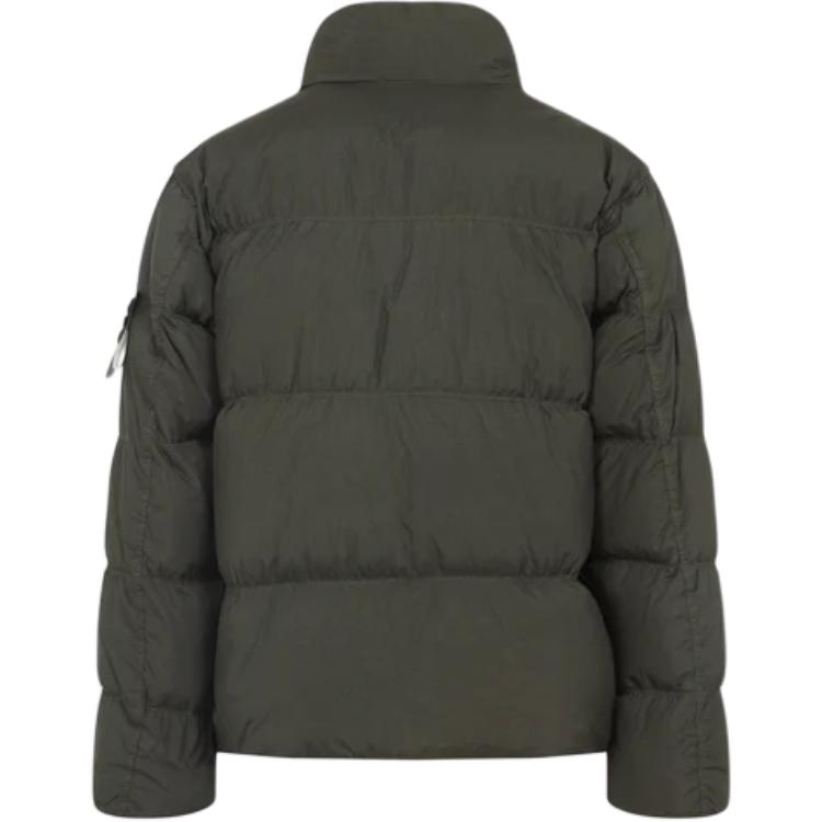 Пуховик с высоким воротником и логотипом STONE ISLAND, зеленый — фото 2