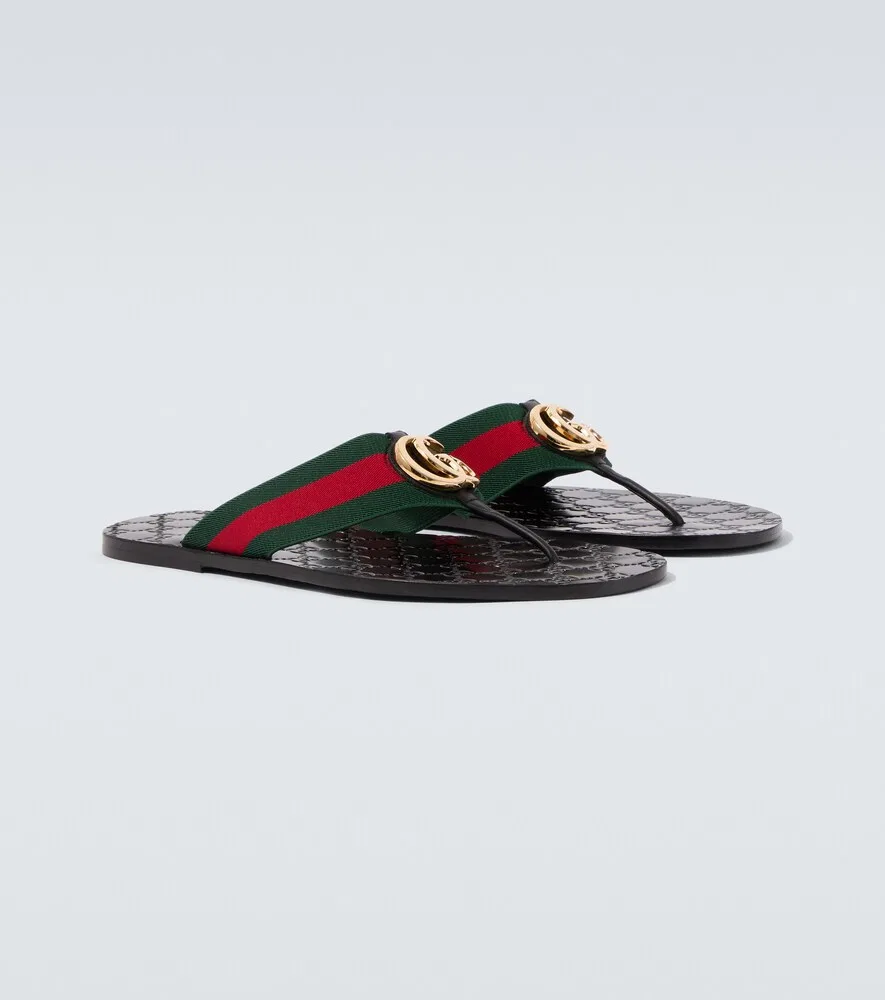Кожаные сандалии-вьетнамки Riviera GG Gucci, черный