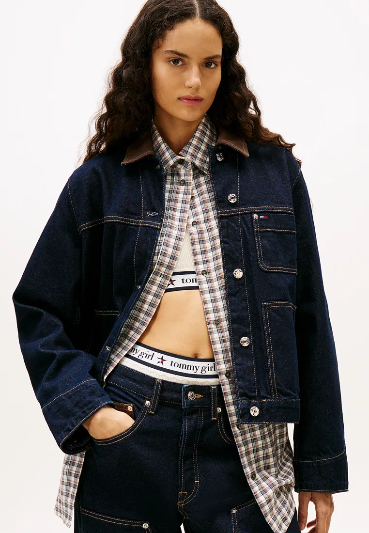 Джинсовая куртка, оверсайз, Tommy Jeans Tommy Hilfiger, синий