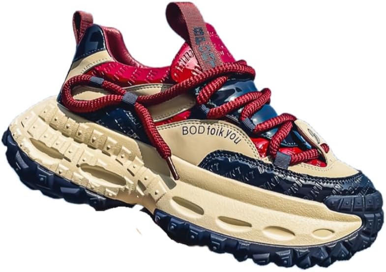 

Мужские стильные спортивные кроссовки с толстой подошвой, комфортной стелькой и прочной противоскользящей подошвой Hoalox, красный/синий