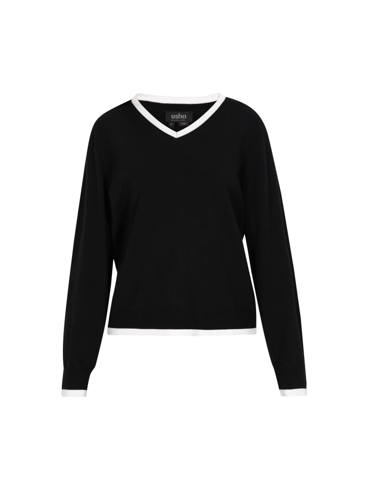 

Женский свитер черного цвета с оттенком белого usha BLACK LABEL