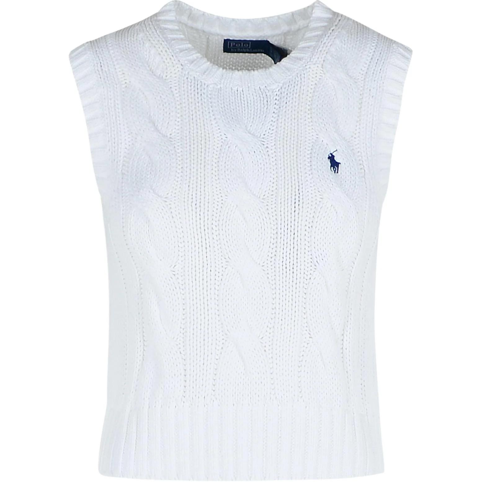 

Вязаный жилет кабельной вязкой Polo Ralph Lauren, белый