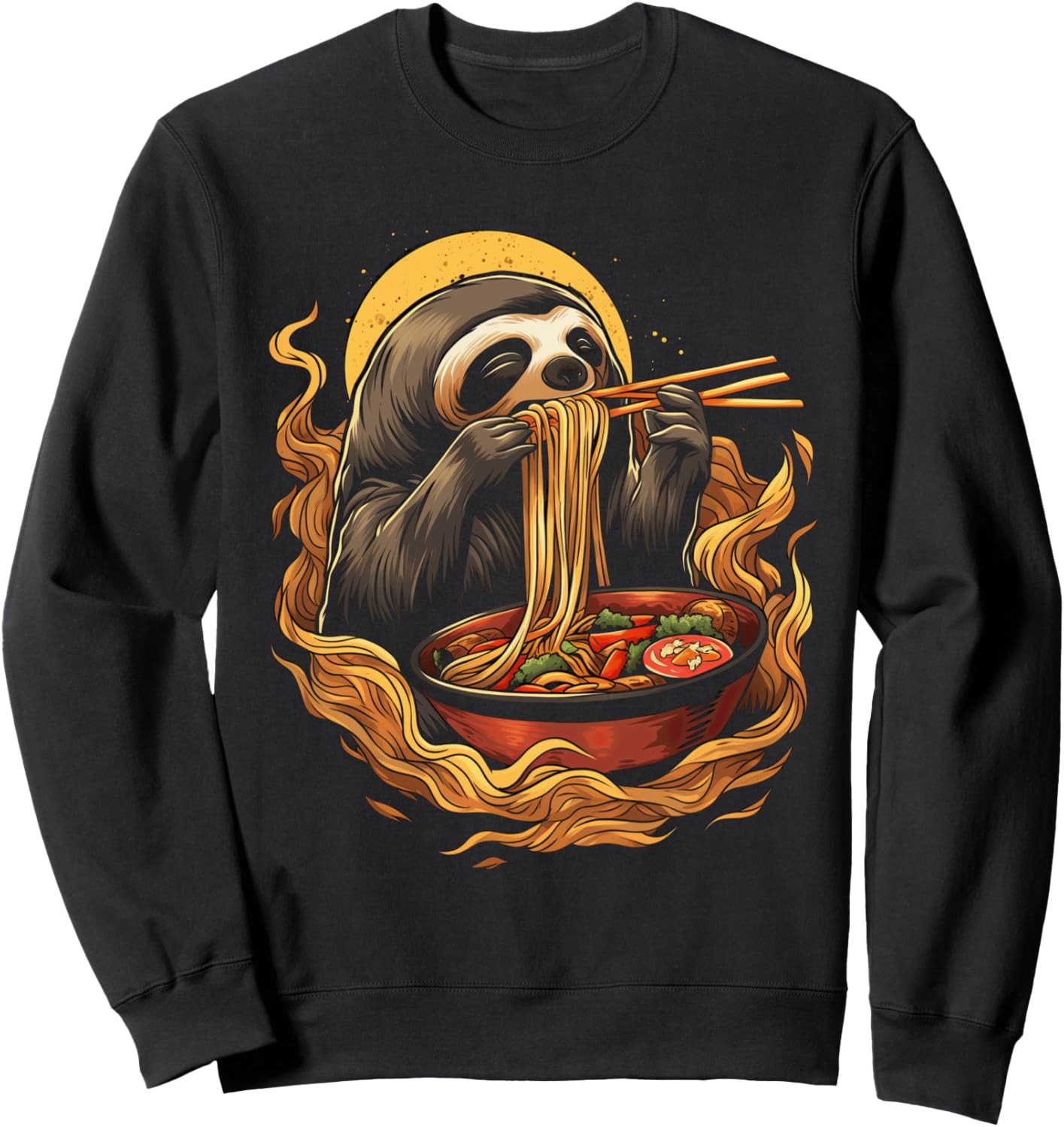 

Рамен с ленивцем, японское аниме, кавай, отаку, лапша, толстовка Japanese Ramen Eating Animal Design, черный