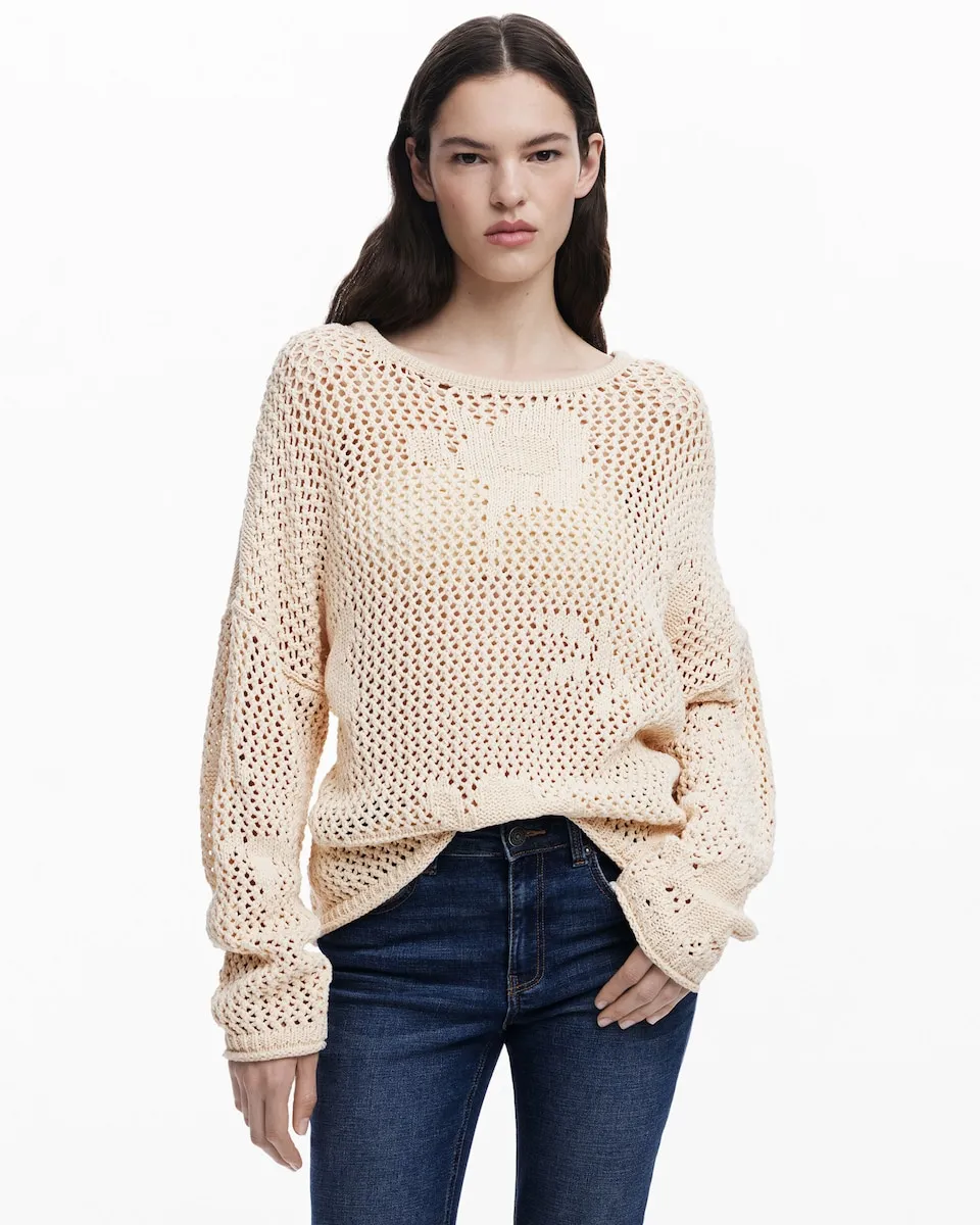 

Женский ажурный свитер Bruma Desigual, цвет Crudo