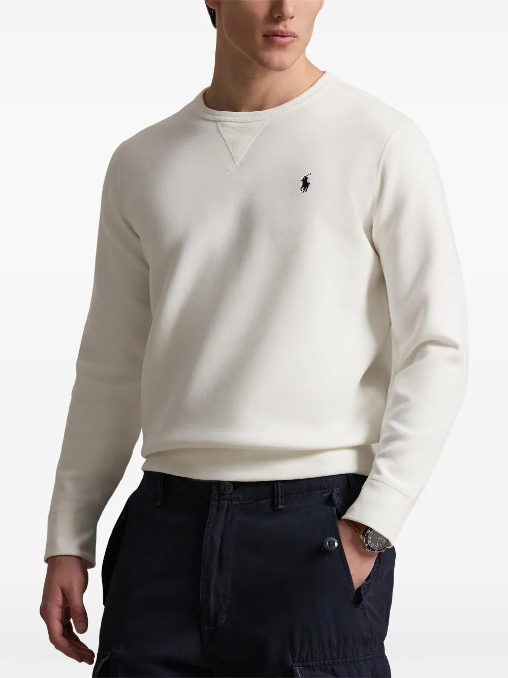 Джемпер с логотипом из двойного трикотажа POLO RALPH LAUREN, белый — фото 3