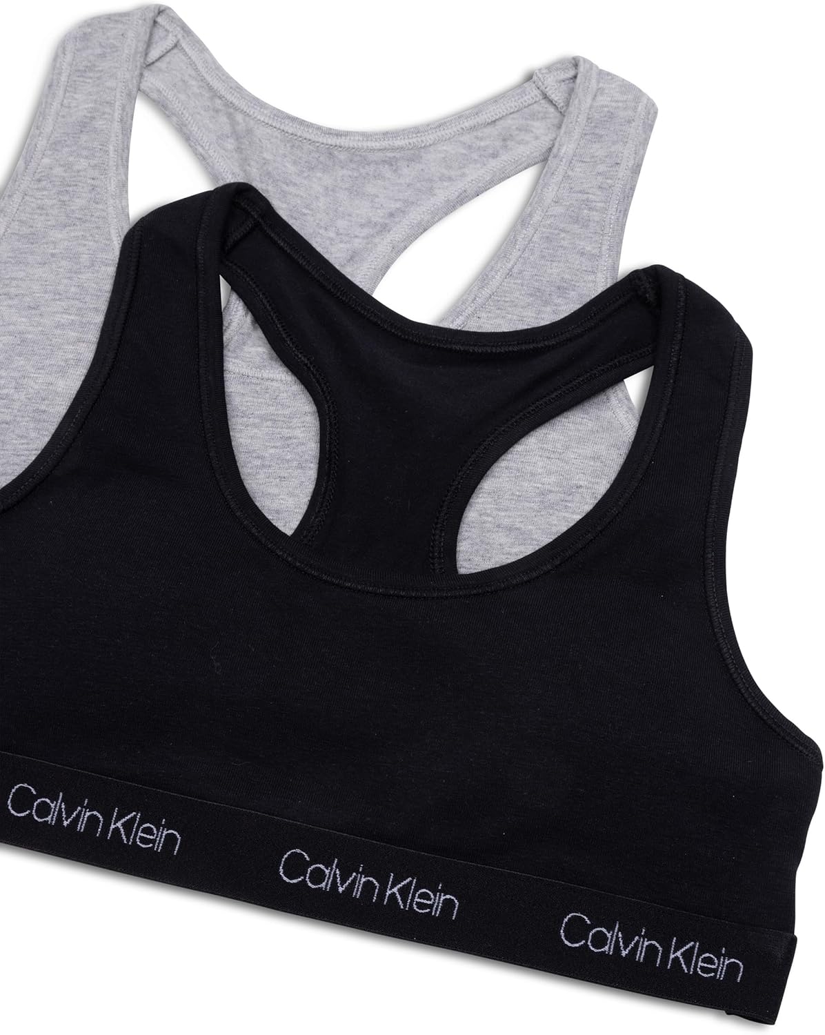 Мягкий хлопковый бюстгальтер-бралетт Calvin Klein для девочек со спинкой-борцовкой, упаковка, Black/Hg — фото 3