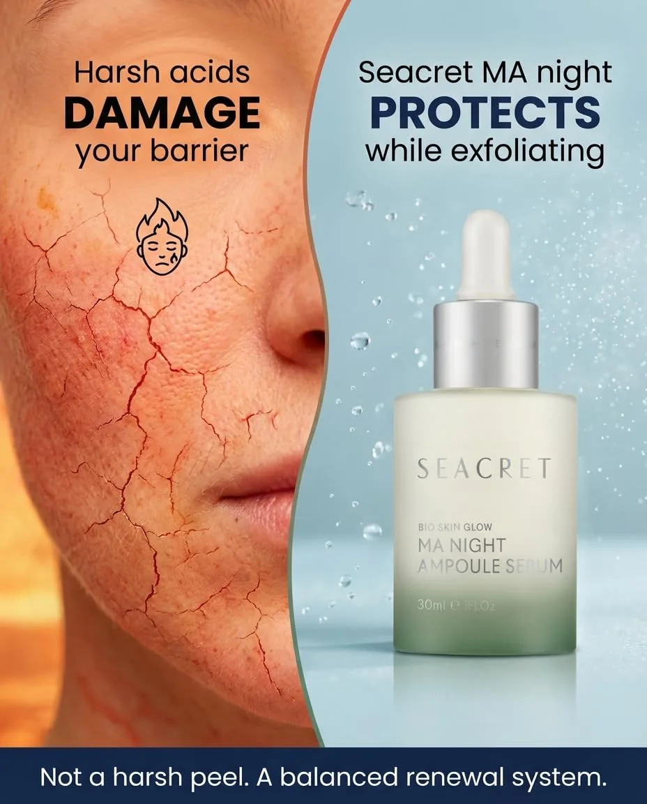 Сыворотка Seacret — Для лица Minerals Bio Skin Glow, ночная с мультикислотным комплексом, ампула, 30 мл — фото 3