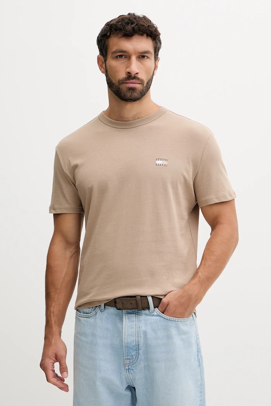 

Хлопковая футболка Tommy Jeans, бежевый