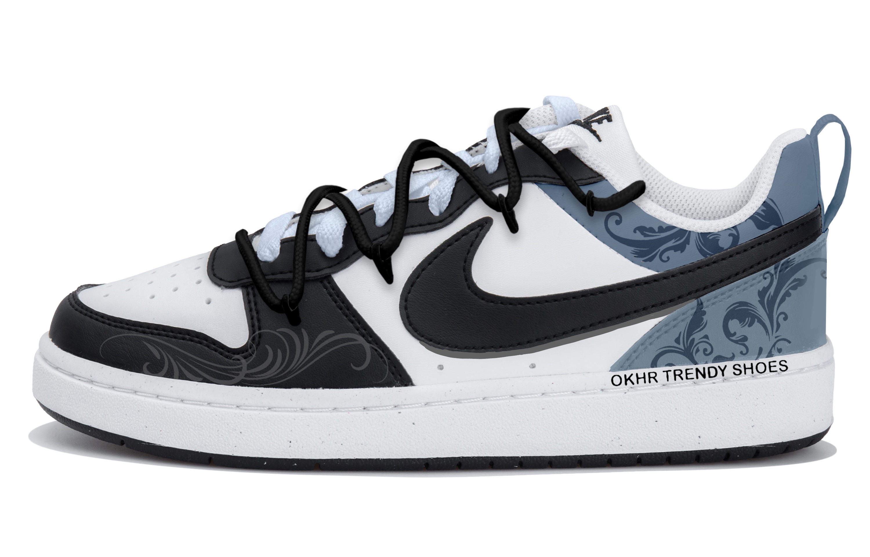 

Детские скейтерские кроссовки Court Borough для младших школьников Nike, черный/белый/синий