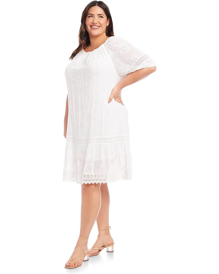 

Платье Karen Kane Plus Size Short Sleeve Embroidered Dress, белый