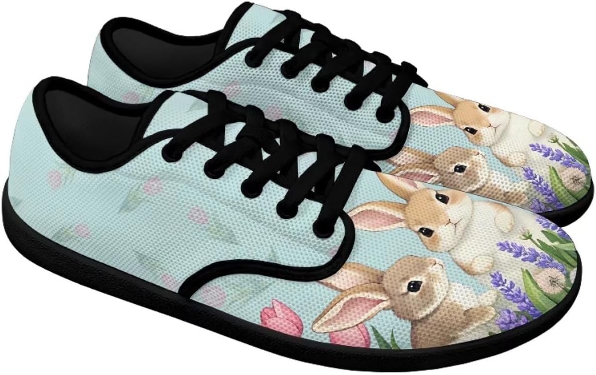 

Кроссовки Binienty с широкой посадкой для женщин и мужчин, противоскользящие, для бега, ходьбы и походов, низкие, с шнуровкой, спортивные теннисные, Easter Bunny Tulip
