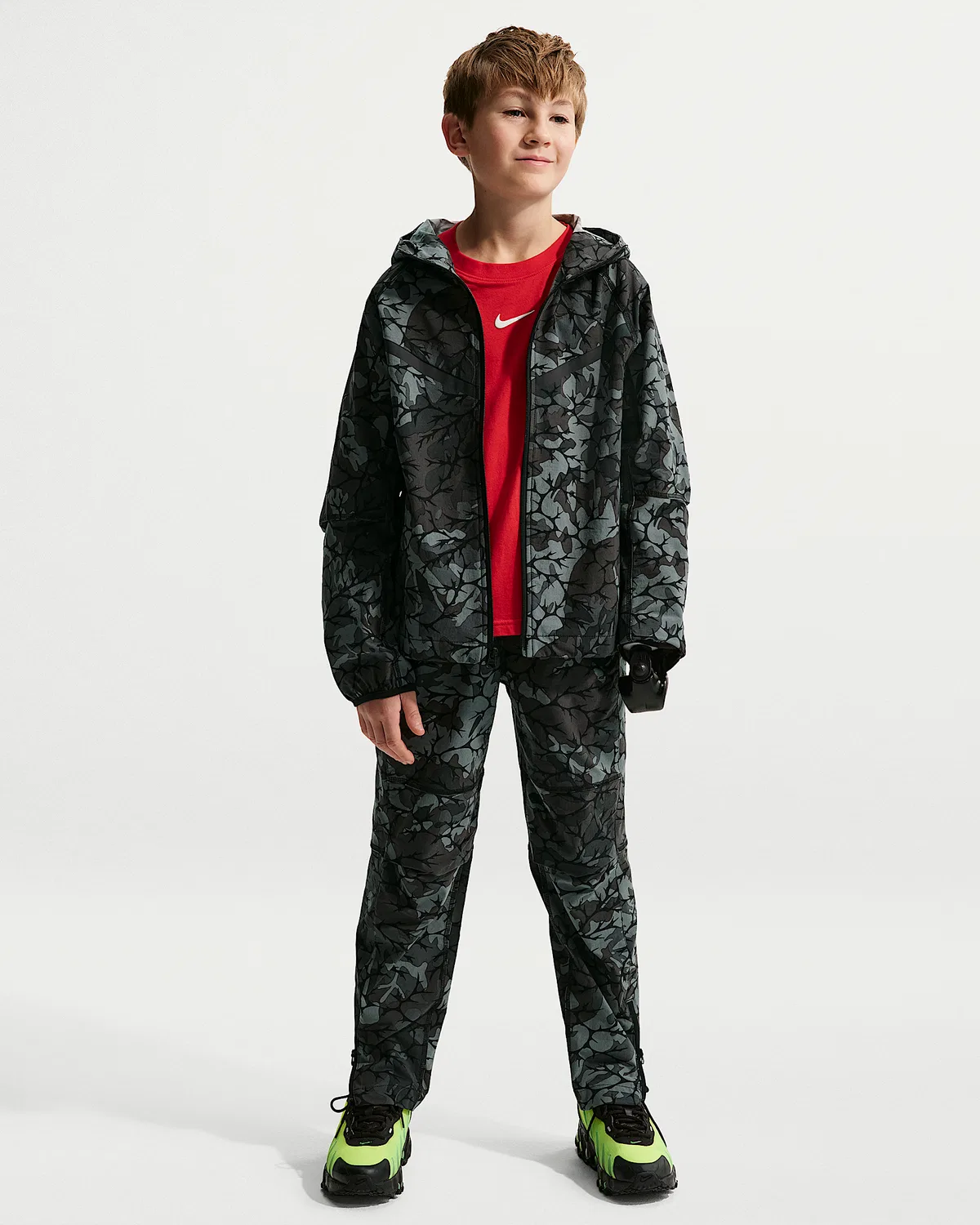 Детская куртка на молнии Nike Sportswear Tech Woven, Black/Black — фото 4