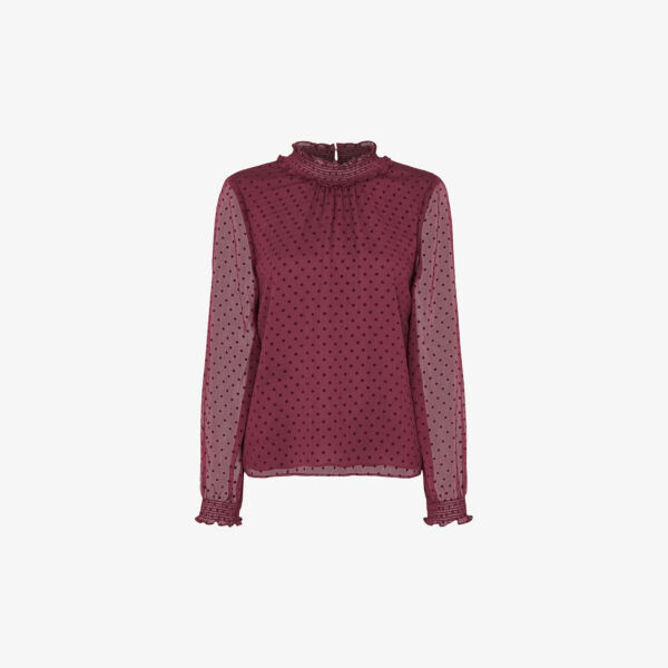 

Бархатная блузка dobby с точечной вышивкой Whistles, цвет plum/claret