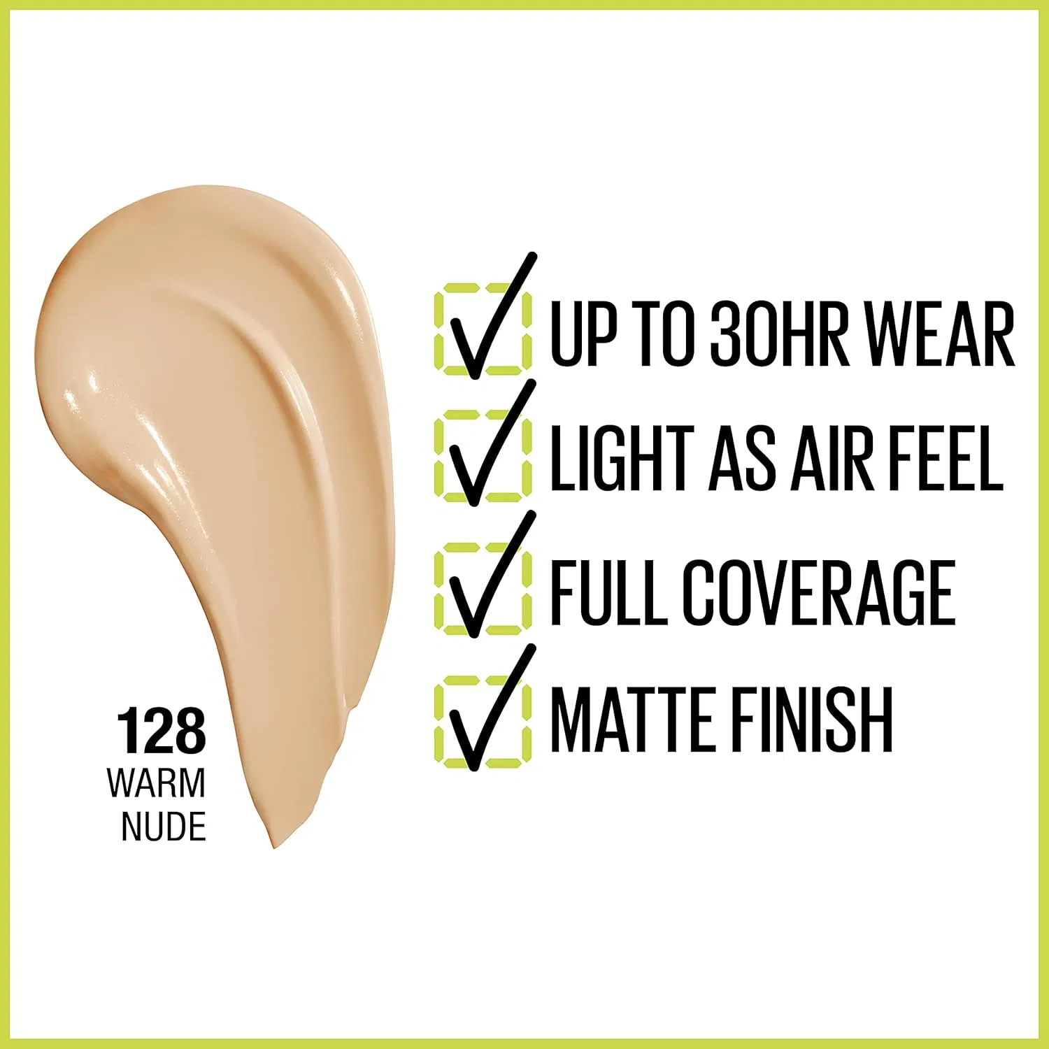 Тональное средство Full Coverage MAYBELLINE 30 мл Warm Nude 128 — фото 2