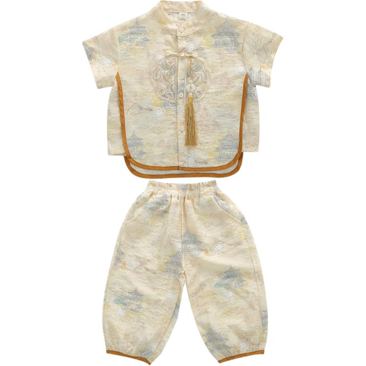 

Детский комплект из двух предметов: юбка и футболка с круглым вырезом, умеренно короткий PROTECTCAMEL, бежевый