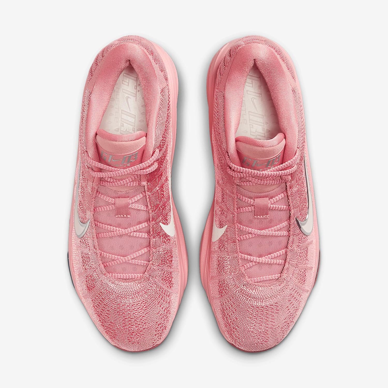 Баскетбольные кроссовки Nike GT Hustle 3 (красная звездная пыль/серебристый металлик/розовый оттенок/бледно-слоновая кость) — фото 4