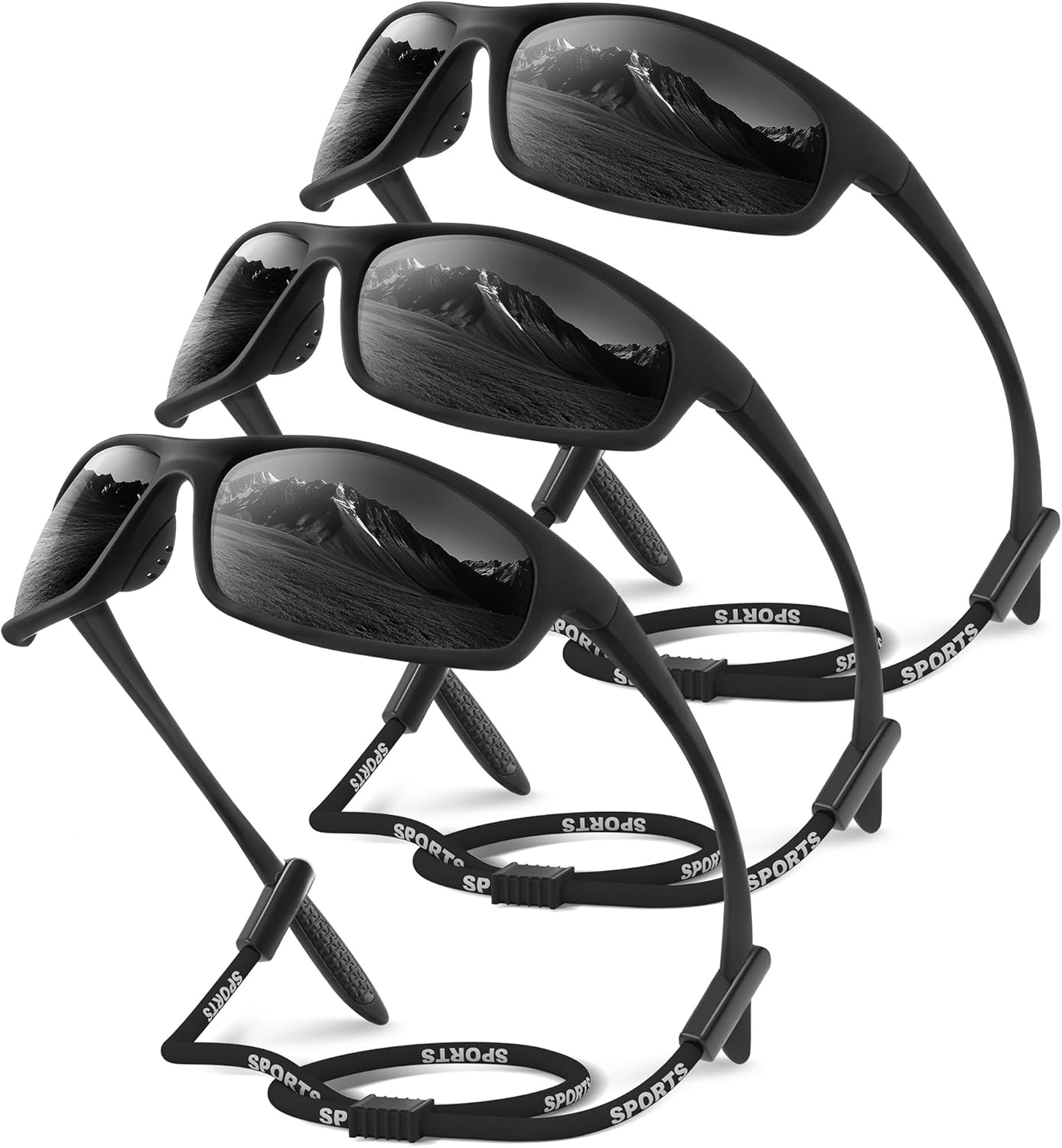 

Спортивные поляризованные солнцезащитные очки для мужчин и женщин - солнцезащитные очки из материала TR90 с обтекаемой формой и защитой от УФ-излучения UV400 для езды на велосипеде, рыбалки и бега VMAEB, A3(3 Pack) Grey