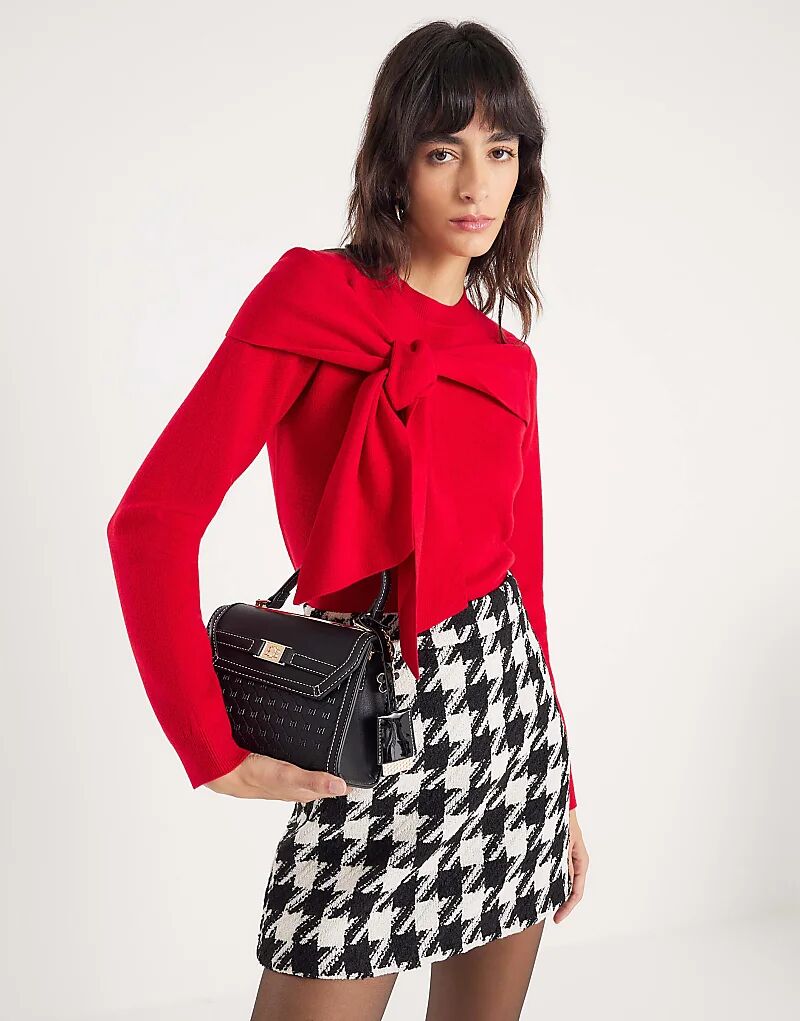 

Джемпер River Island Knit с длинными рукавами и бантом красного цвета